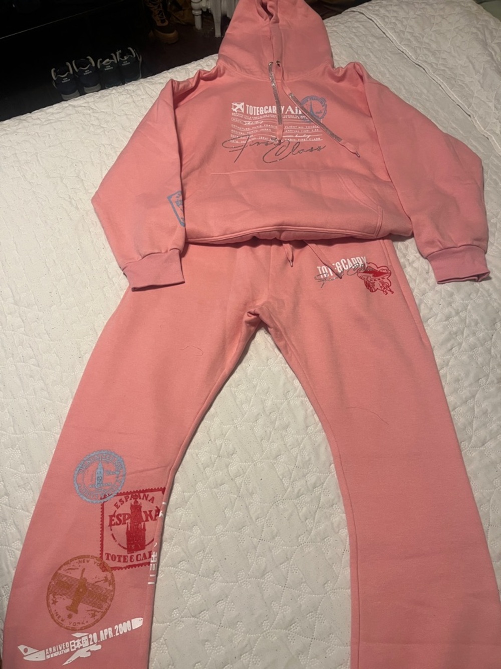 Pink Graphic Hoodie and Sweatpants Set